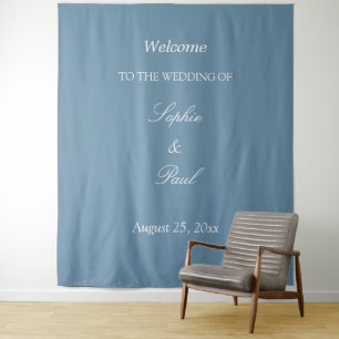 Elegant Dusty Blue Wedding Welcome Tapestry