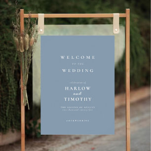 Elegant Dusty Blue Welcome Wedding sign Poster