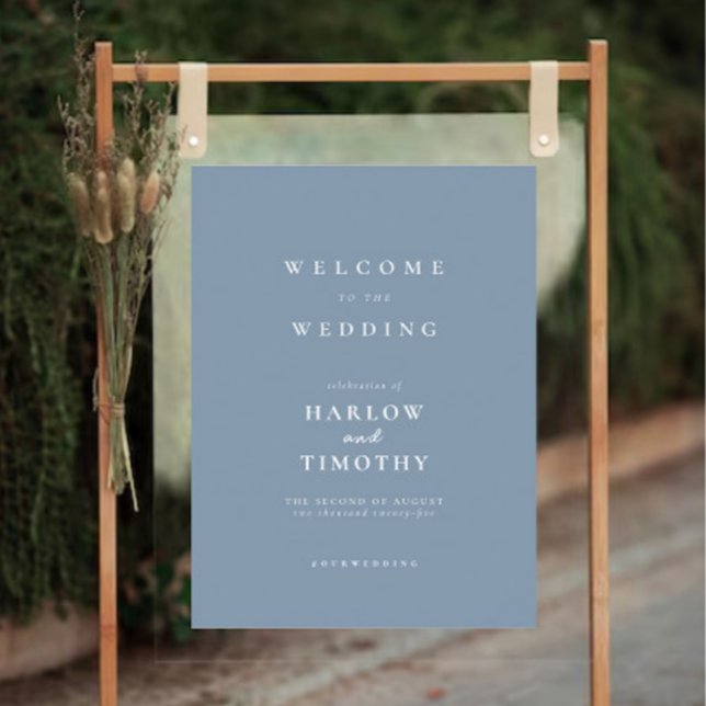 Elegant Dusty Blue Welcome Wedding sign Poster (Elegant Dusty Blue Welcome Wedding sign Poster)
