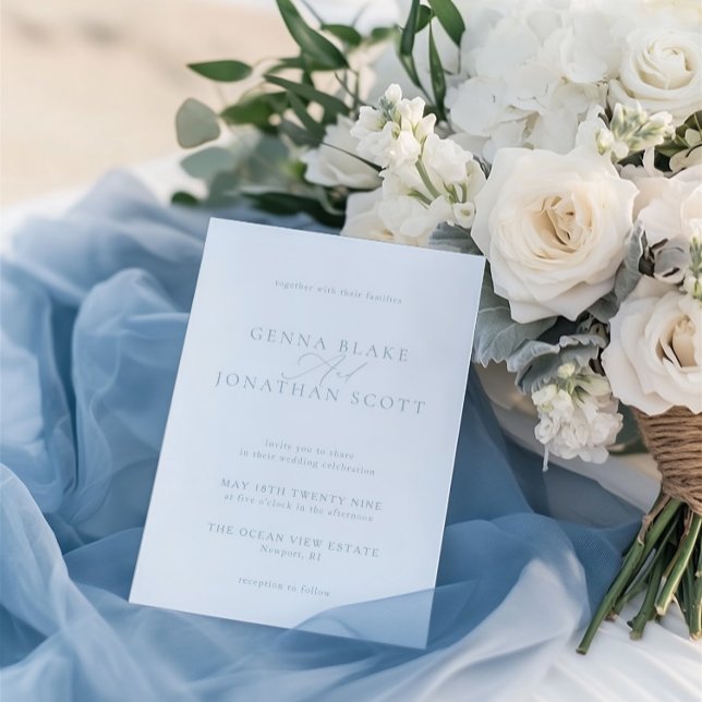 Elegant Dusty Blue & White Minimalist Wedding Invitation (Elegant Dusty Blue & White Minimalist Wedding Invitation)