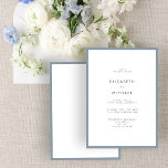 Elegant Dusty Blue & White Typography Wedding Invitation<br><div class="desc">A gorgeous typography wedding invitation for a summer or fall wedding! This beautiful, elegant design features a dusty blue edge around a white invitation, with modern typography in soft off-black. A simple, minimalist design. Thank you sooo much for supporting our small business, we really appreciate it! We are so happy...</div>