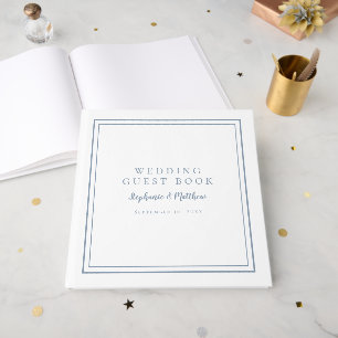 Elegant Dusty Blue & White Wedding Guest Book