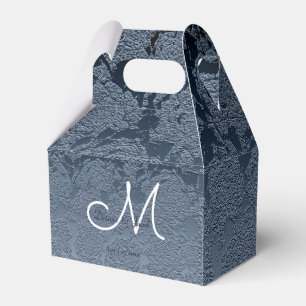Elegant Dusty Blue White Wedding Monogram Favour Box
