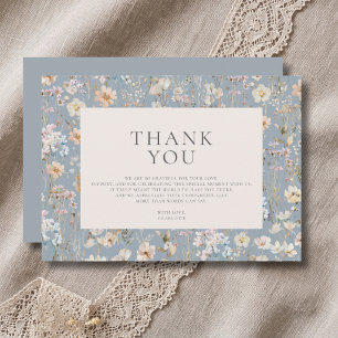Elegant Dusty Blue Wildflower Baby Shower Thank You Card