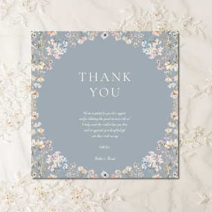 Elegant Dusty Blue Wildflower Baby Shower Thank You Card