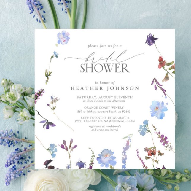 Elegant Dusty Blue Wildflower Bridal Shower Invitation (Creator Uploaded)