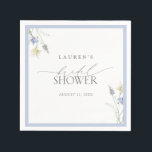 Elegant Dusty Blue Wildflower Bridal Shower Napkin<br><div class="desc">Refined and effortlessly feminine, these dusty blue wildflower napkins are more than just functional—they’re an extension of your event’s visual identity. Subtle yet memorable, they echo the invitation suite and tableware, creating a cohesive guest experience from the first sip to the final toast. Use them at the gift table, drinks...</div>
