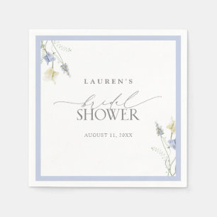 Elegant Dusty Blue Wildflower Bridal Shower Napkin