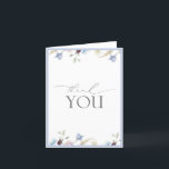 Elegant Dusty Blue Wildflower Thank You Card<br><div class="desc">Gratitude deserves to be expressed with grace. This thank you card, edged in dusty blue and adorned with softly painted florals, offers an elevated way to close your bridal shower experience with sincerity and style. The understated typography makes it versatile enough for everything from shower favours to post-event notes to...</div>