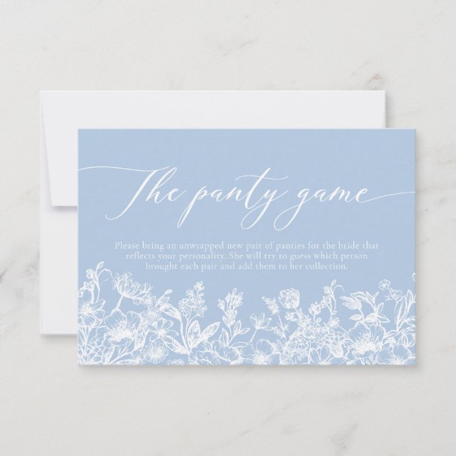 Elegant Dusty Blue Wildflower The Panty Game Invitation (Front)