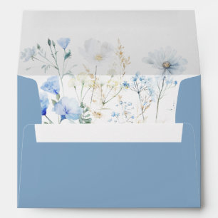 Elegant Dusty Blue Wildflower Wedding Envelope