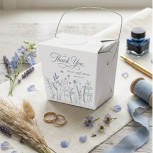 Elegant Dusty Blue Wildflower Wedding Thank You  Favour Box