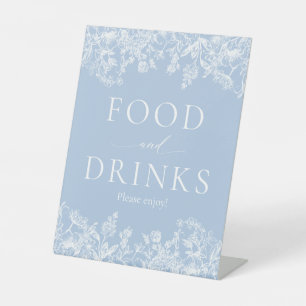 Elegant Dusty Blue Wilfloral Food and Drinks Sign