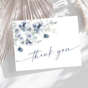 Elegant Dusty Blue Winter Foliage Boho Thank You Postcard