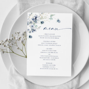 Elegant Dusty Blue Winter Foliage Wedding Menu