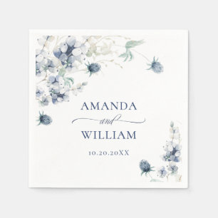 Elegant Dusty Blue Winter Foliage Wedding Napkin