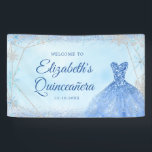 Elegant Dusty Blue Winter Snowflake Quinceañera Banner<br><div class="desc">Elegant Dusty Blue Winter Snowflake Quinceañera Large Banner</div>