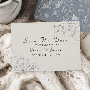 Elegant Dusty Blue Winter Wedding Save Date Save The Date