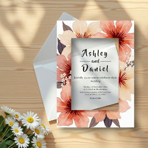 Elegant Dusty Blush Pink Watercolor Floral Wedding Acrylic Invitations