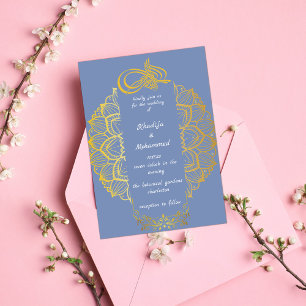 ELEGANT dusty bue ISLAMIC WEDDING Invitation