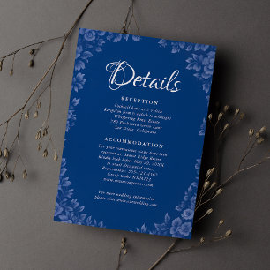 Elegant Dusty French Blue Vintage Floral Wedding Enclosure Card