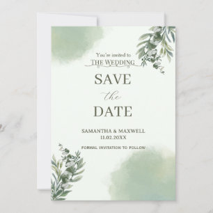 Elegant Dusty Green Classic Save The Date Flyer Invitation