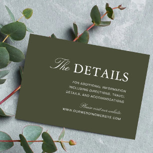 Elegant Dusty Green Classic Wedding Information Enclosure Card