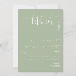 Elegant Dusty Green Modern Let's Eat Dinner Menu