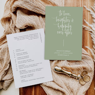 Elegant Dusty Green Modern Minimal Script Wedding Programme