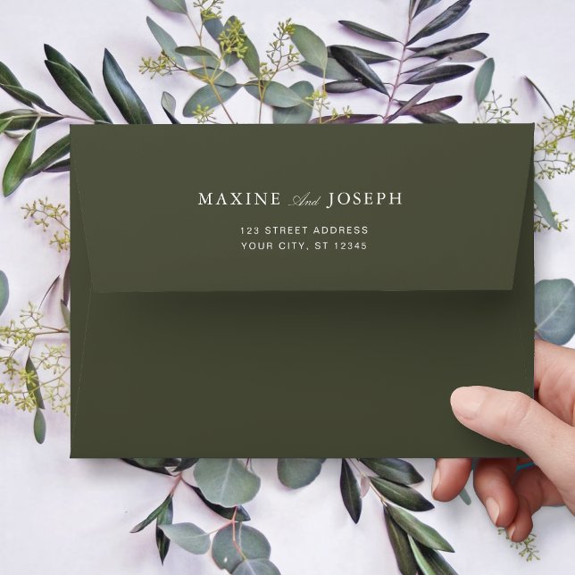 Elegant Dusty Green Script Classic Wedding Envelope (Elegant dusty green script wedding envelopes add classic charm to your invitation suite.)