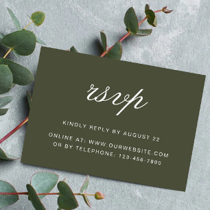 Elegant Dusty Green Script Classic Wedding RSVP Card