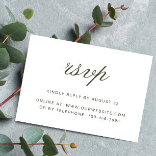 Elegant Dusty Green Script Classic Wedding RSVP Card