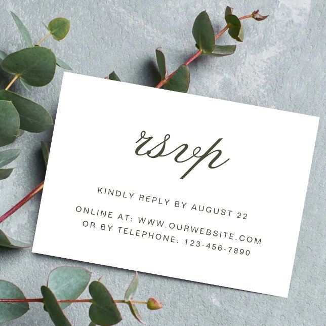 Elegant Dusty Green Script Classic Wedding RSVP Card (Elegant dusty green script RSVP cards make guest responses seamless and beautifully coordinated.)