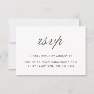 Elegant Dusty Green Script Classic Wedding RSVP Card