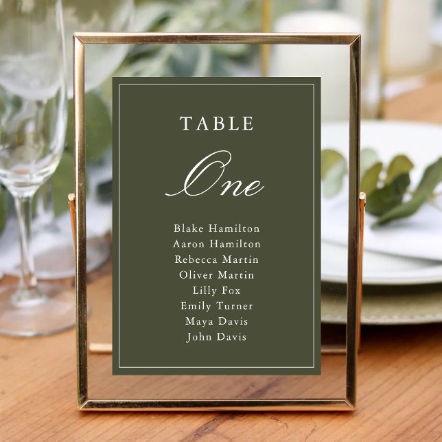 Elegant Dusty Green Script Classic Wedding Table Number (Elegant dusty green wedding table numbers add charm while guiding guests with ease.)