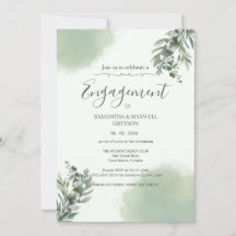 Elegant Dusty Green Script engagement Invitation
