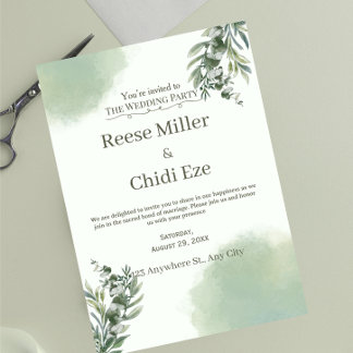 Elegant Dusty Green Script Wedding Anniversary Invitation