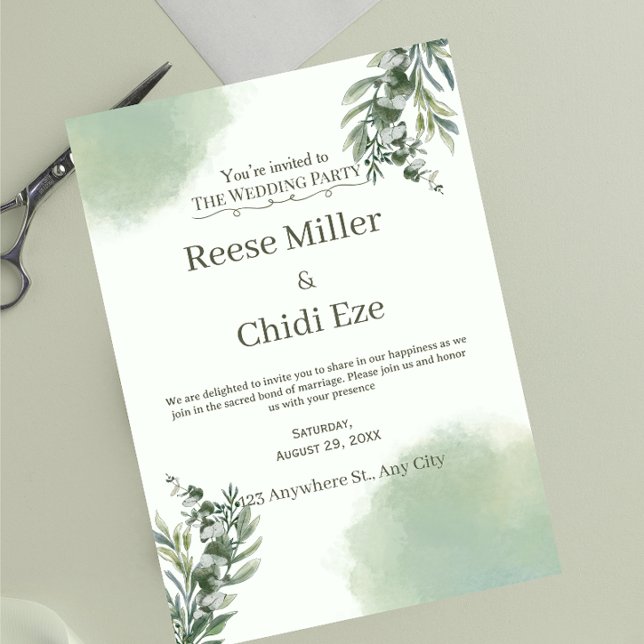 Elegant Dusty Green Script Wedding Anniversary  Invitation (Creator Uploaded)