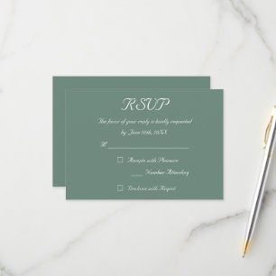 Elegant Dusty Green Wedding RSVP Invitation Card