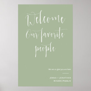 Elegant Dusty Green Welcome Wedding Ceremony Sign