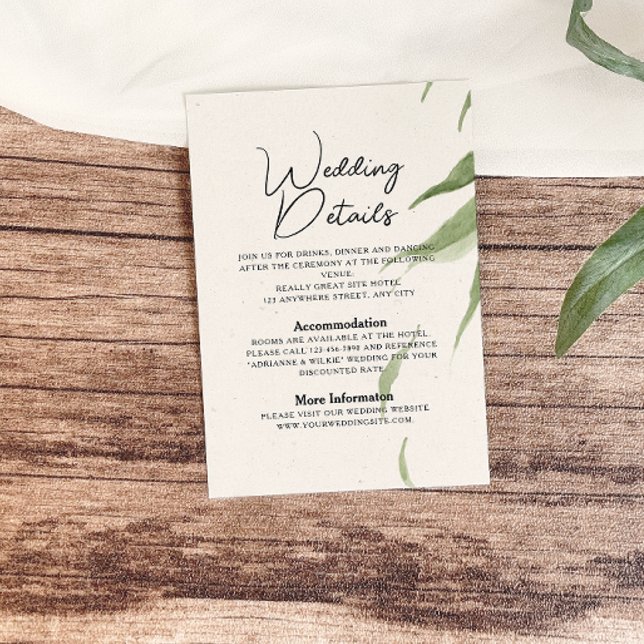 Elegant Dusty Greenery Foliage Wedding Enclosure Card (Creator Uploaded)