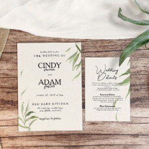 Elegant Dusty Greenery Foliage Wedding Invitation