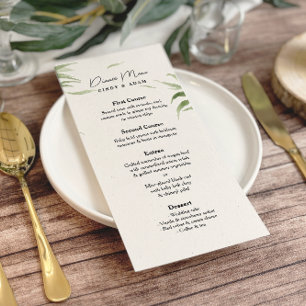 Elegant Dusty Greenery Foliage Wedding Menu