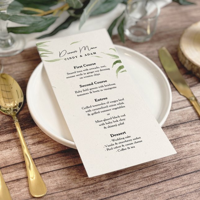 Elegant Dusty Greenery Foliage Wedding Menu (Creator Uploaded)
