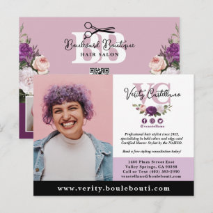 Elegant Dusty Mauve Floral Salon Photo Marketing Postcard