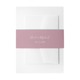 Elegant Dusty Mauve Personalised Wedding Invitation Belly Band