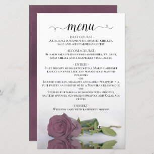Elegant Dusty Mauve Rose Budget Wedding Menu