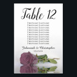 Elegant Dusty Mauve Rose Seating Chart Wedding Table Number<br><div class="desc">These table number cards will make it easy for your guests to find their seats at your wedding reception. They feature a simple yet elegant design with lacy script calligraphy and a single dusty rose or mauve pink coloured rose lying on its side with ripples waves and reflections. The card...</div>