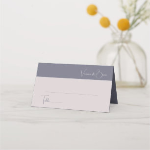 Elegant Dusty Navy Blue wedding Floral Place Card