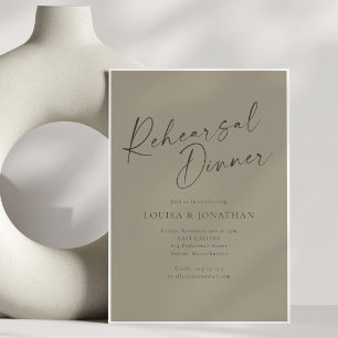 Elegant Dusty Olive Script Rehearsal Dinner Invitation